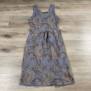 Peruvian Connection Womens Dress Floral Knit Sleeveless Pima Cotton M Periwinkle